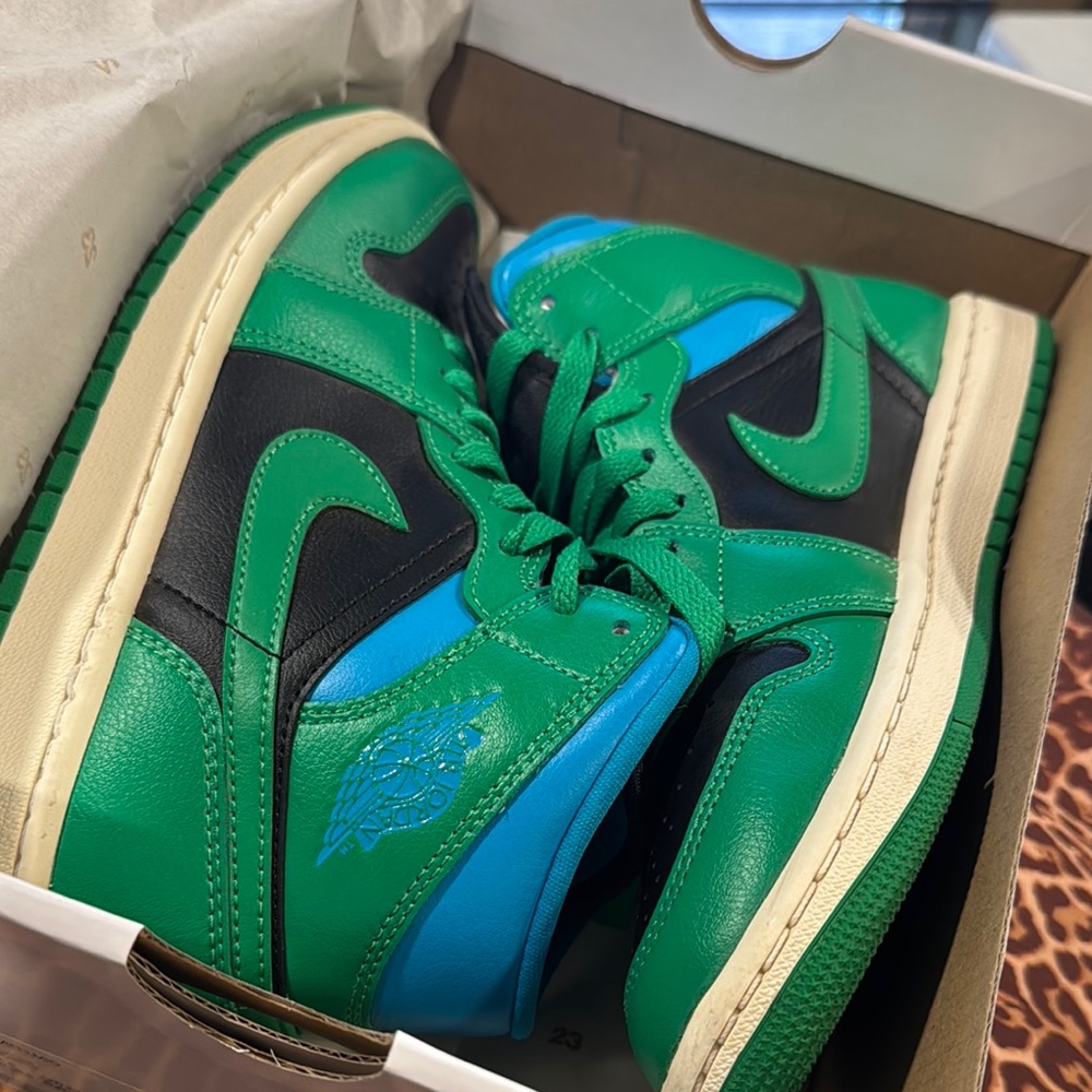 Jordan Green and Black High-Top Sneakers